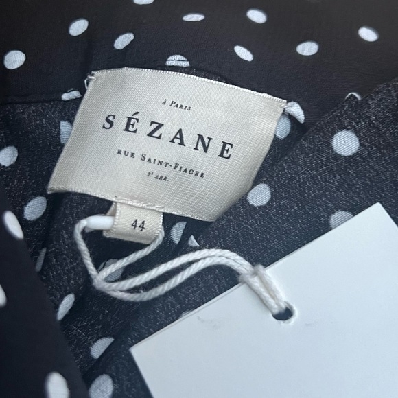 Sezane Black Polka Dot Alicia Middle Dot Midi Skirt NWT US 12 - Picture 11 of 14